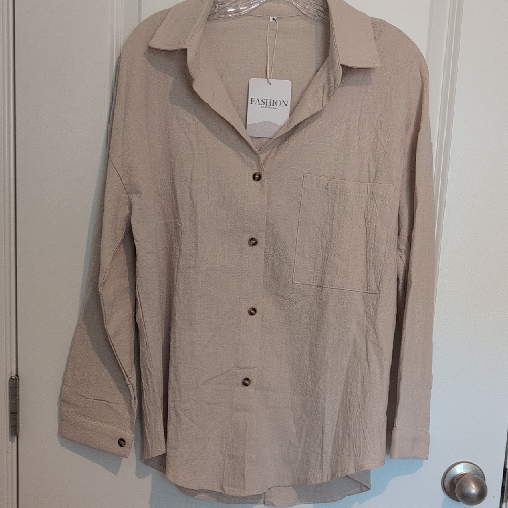Beige Button-Up Shirt